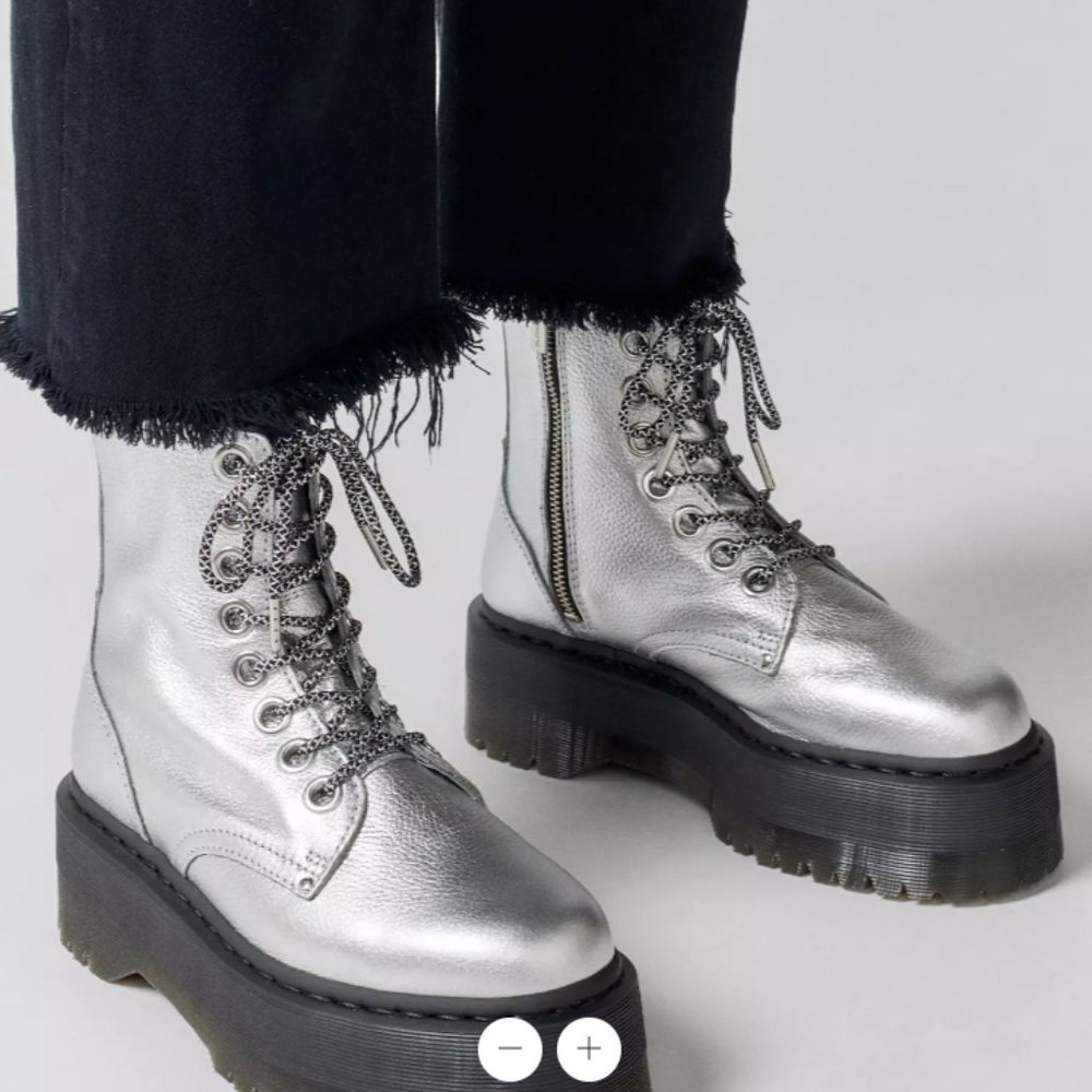 DR. MARTENS JADON MAX PLATFORM METALLIC BOOTS MSRP $280 SOFT & RICH Leather - Picture 5 of 16